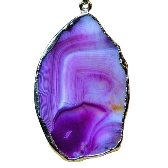 BoHo Silver Plated Banded Agate Pendant - Picture 7 of 12